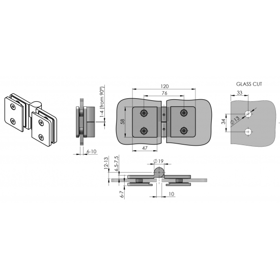 EVEREST GLASS GLASS LIFTING GLASS HINGE