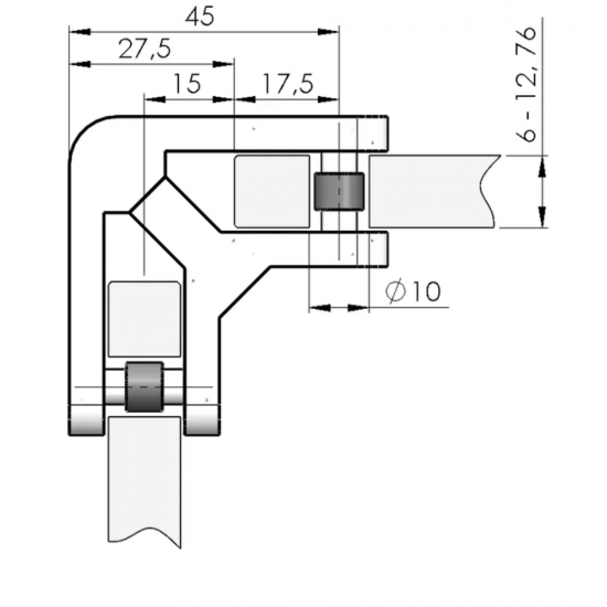 Clamp glass to glass 90