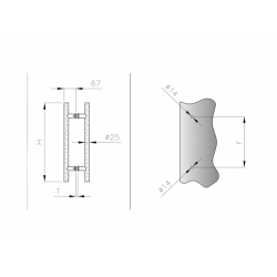 H handle wood stainless steel 300 450