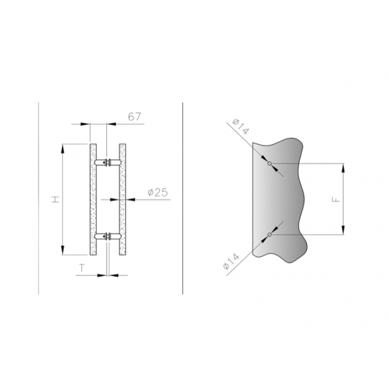H handle wood stainless steel 450 600